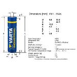 VARTA INDUSTRIAL piles alcalines LR3/AAA, 1.5v - 1250Mah