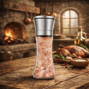 Sel rose de l’Himalaya gros cristaux - moulin design 200 ml